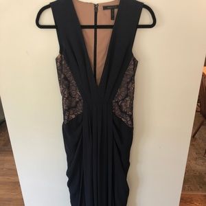 Navy Lace Grecian BCBG Dress in